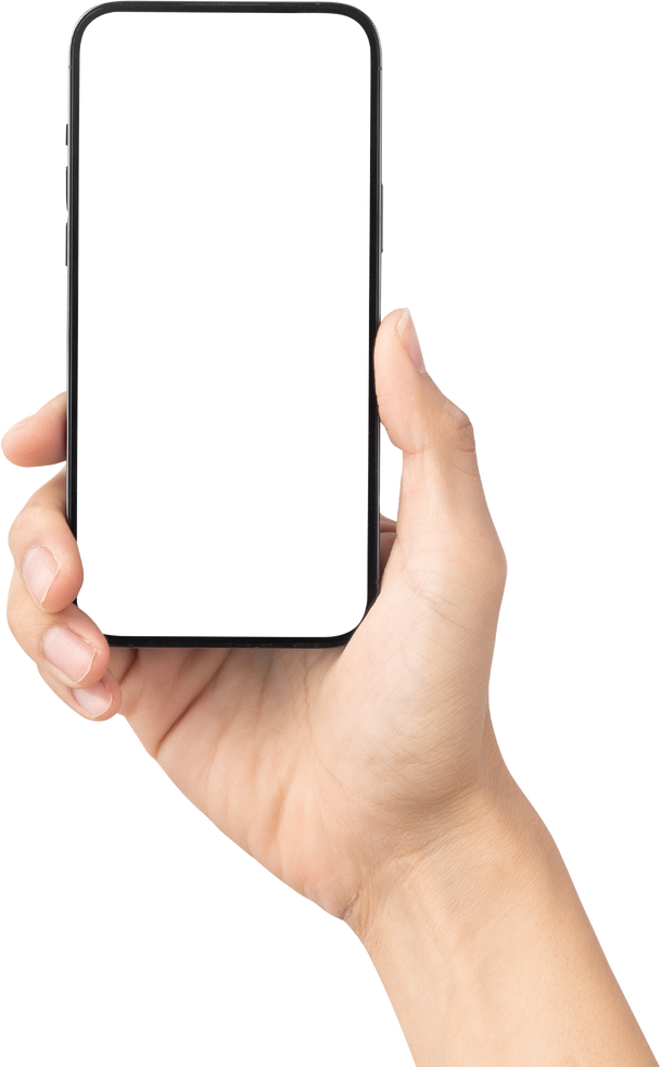 Hand Holding a Blank Mobile Smartphone